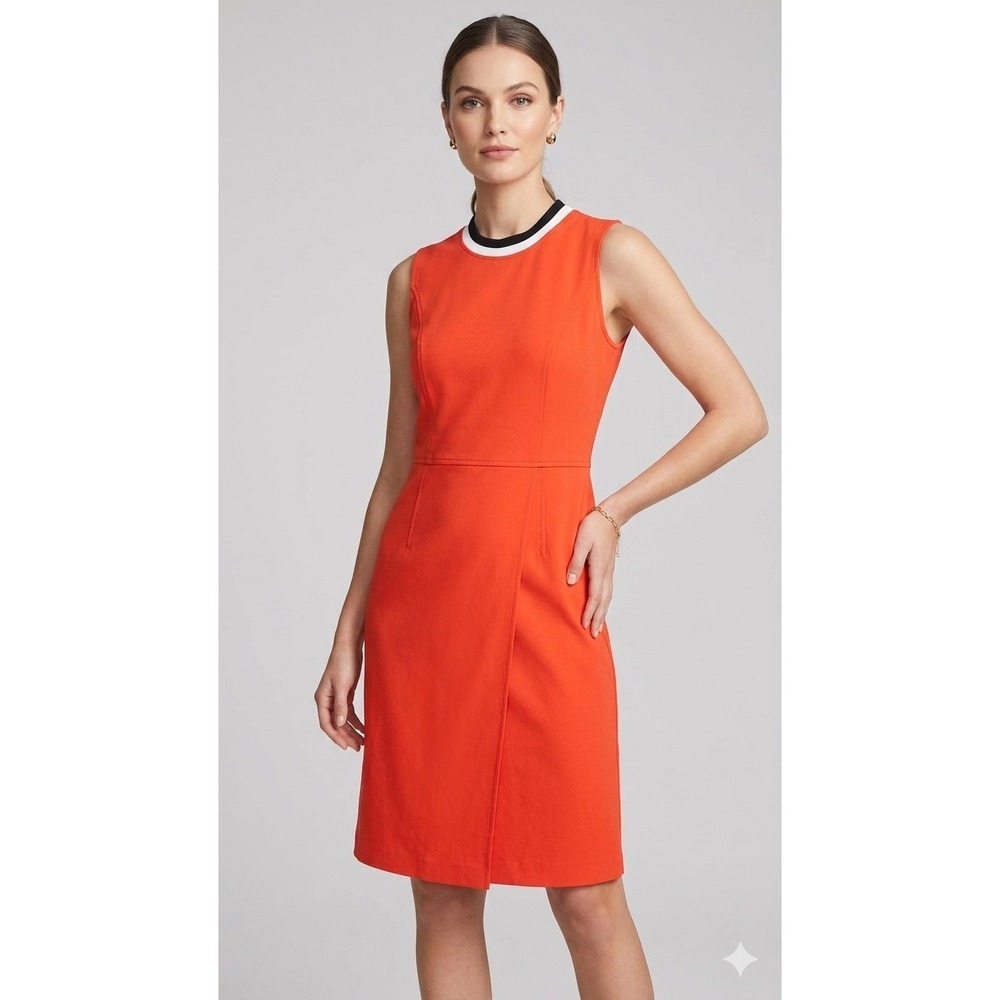 Tommy Hilfiger 90s Old Money Coastal Orange Sleeveless Sheath Dress Size 12
